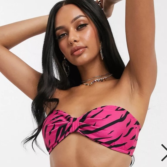 UNIQUE 21 zebra bandeau bikini top size 10 - Picture 4 of 4